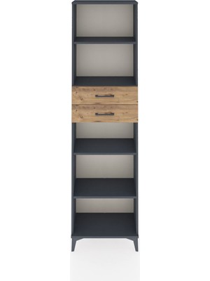 Arges Dolap 4 Raflı 2 Çekmeceli 60X30X221 Antrasit-Çam