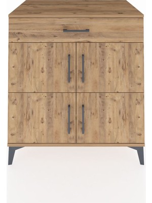 Kronos Şifonyer 3 Raflı Tek Çekmeceli 4 Kapaklı 88X59X96 Çam-Çam