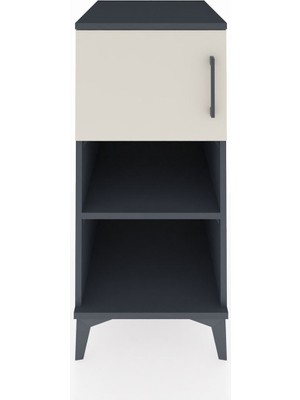 Kronos Komodin 2 Raflı Tek Kapaklı 44X59X96 Antrasit-Aytaşı