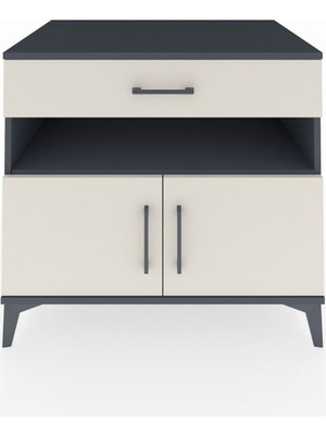 Kronos Şifonyer 2 Raflı Tek Çekmeceli 2 Kapaklı 88X59X80 Antrasit-Aytaşı