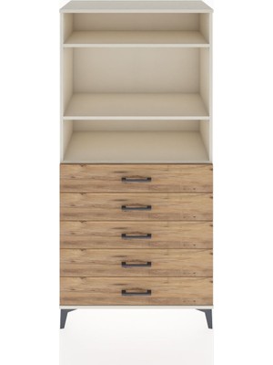 Hyperion Dolap 3 Raflı 5 Çekmeceli 88X44X182 Aytaşı-Çam