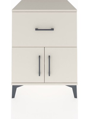 Kronos Komodin Tek Raflı Tek Çekmeceli 2 Kapaklı 60X59X80 Aytaşı-Aytaşı