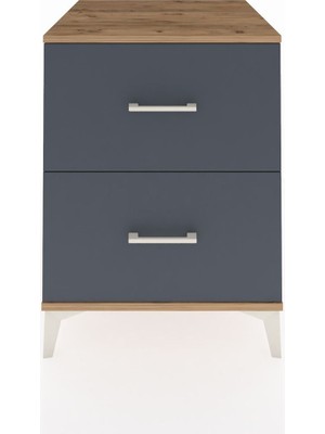 Kronos Komodin 2 Çekmeceli 60X59X80 Çam-Antrasit