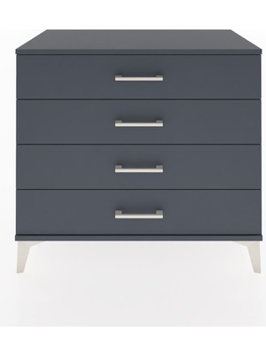 Hyperion Şifonyer 4 Çekmeceli 88X44X80 Antrasit-Antrasit