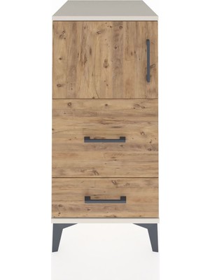 Kronos Komodin Tek Raflı 2 Çekmeceli Tek Kapaklı 44X59X96 Aytaşı-Çam
