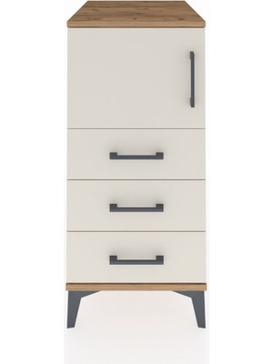 Kronos Komodin Tek Raflı 3 Çekmeceli Tek Kapaklı 44X59X96 Çam-Aytaşı