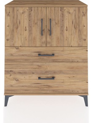 Hyperion Şifonyer 2 Raflı 2 Çekmeceli 2 Kapaklı 88X44X106 Çam-Çam