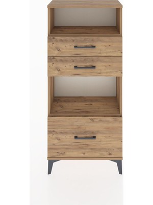 Hyperion Dolap 2 Raflı 3 Çekmeceli 60X44X134 Çam-Çam