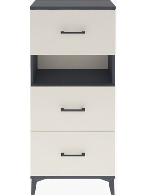 Arges Dolap Tek Raflı 3 Çekmeceli 60X30X134 Antrasit-Aytaşı