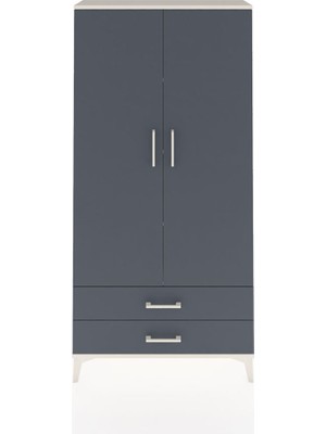 Arges Dolap 4 Raflı 2 Çekmeceli 2 Kapaklı 88X30X182 Aytaşı-Antrasit