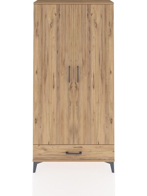 Arges Dolap 5 Raflı Tek Çekmeceli 2 Kapaklı 88X30X182 Çam-Çam