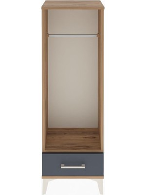 Arges Dolap Tek Raflı Tek Çekmeceli Tek Askılı 44X30X134 Çam-Antrasit