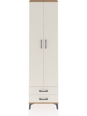 Arges Dolap 5 Raflı 2 Çekmeceli 2 Kapaklı 60X30X221 Çam-Aytaşı
