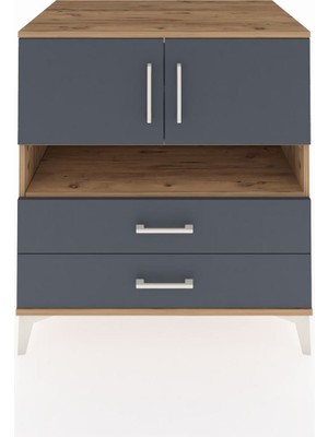 Kronos Şifonyer 3 Raflı 2 Çekmeceli 2 Kapaklı 88X59X96 Çam-Antrasit