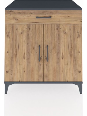 Kronos Şifonyer 2 Raflı Tek Çekmeceli 2 Kapaklı 88X59X96 Antrasit-Çam