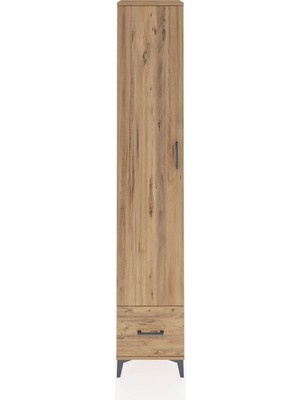 Hyperion Dolap 6 Raflı Tek Çekmeceli Tek Kapaklı 44X44X243 Çam-Çam