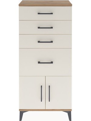 Arges Dolap 4 Çekmeceli 2 Kapaklı 60X30X134 Çam-Aytaşı