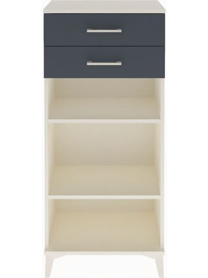 Arges Dolap 2 Raflı 2 Çekmeceli 60X30X134 Aytaşı-Antrasit