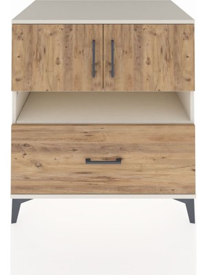 Kronos Şifonyer 3 Raflı Tek Çekmeceli 2 Kapaklı 88X59X96 Aytaşı-Çam