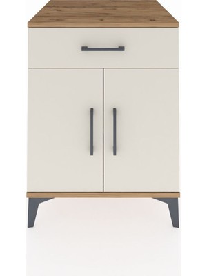 Kronos Komodin Tek Raflı Tek Çekmeceli 2 Kapaklı 60X59X80 Çam-Aytaşı