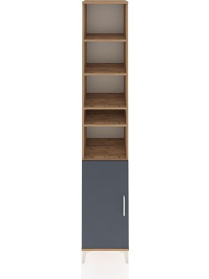 Hyperion Dolap 7 Raflı Tek Kapaklı 44X44X243 Çam-Antrasit