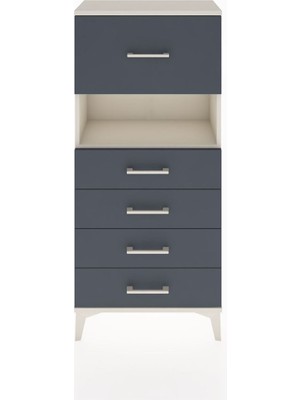 Hyperion Dolap Tek Raflı 5 Çekmeceli 60X44X134 Aytaşı-Antrasit