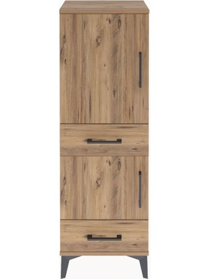 Arges Dolap 3 Raflı 2 Çekmeceli 2 Kapaklı 44X30X134 Çam-Çam