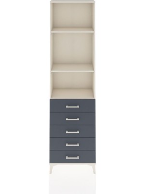 Arges Dolap 3 Raflı 5 Çekmeceli 60X30X221 Aytaşı-Antrasit