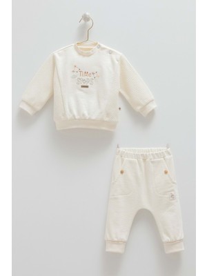 Color World Cep Düğme Detaylı Alt Üst Takım - Caramell  - TKE1985 - Krem - 9 - 12 Ay - TKE1985-KREM-9 - 12 Ay Krem