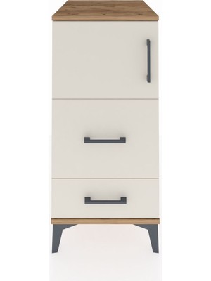 Kronos Komodin Tek Raflı 2 Çekmeceli Tek Kapaklı 44X59X96 Çam-Aytaşı