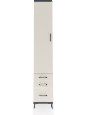Hyperion Dolap 5 Raflı 3 Çekmeceli Tek Kapaklı 44X44X243 Antrasit-Aytaşı