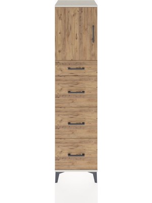 Hyperion Dolap Tek Raflı 4 Çekmeceli Tek Kapaklı 44X44X182 Aytaşı-Çam