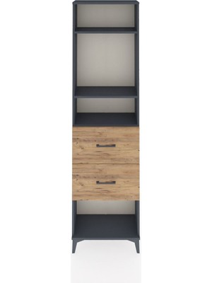 Arges Dolap 3 Raflı 2 Çekmeceli 60X30X221 Antrasit-Çam