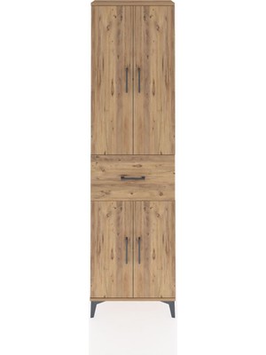 Arges Dolap 2 Raflı Tek Çekmeceli Tek Askılı 60X30X221 Çam-Çam