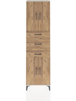 Arges Dolap 3 Raflı 3 Çekmeceli 4 Kapaklı 60X30X221 Aytaşı-Çam