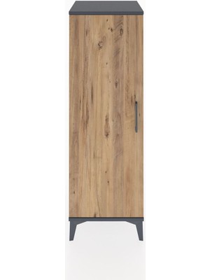 Hyperion Dolap Tek Raflı Tek Kapaklı Tek Askılı 44X44X134 Antrasit-Çam