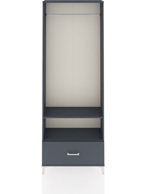 Arges Dolap 2 Raflı Tek Çekmeceli Tek Askılı 88X30X243 Antrasit-Antrasit