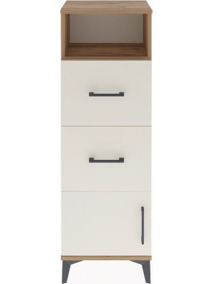 Arges Dolap Tek Raflı 2 Çekmeceli Tek Kapaklı 44X30X134 Çam-Aytaşı