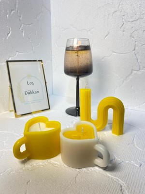 3 Lü Set - S Şekilli Mum,kalpli Fincan Şekilli Mum