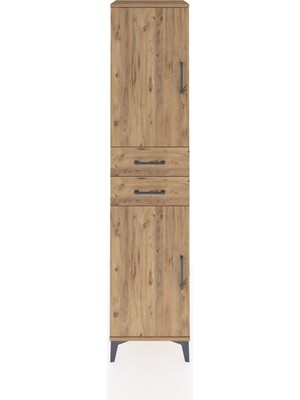Hyperion Dolap 4 Raflı 2 Çekmeceli Tek Kapaklı 44X44X195 Çam-Çam