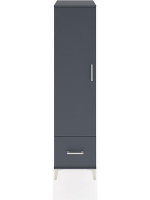 Hyperion Dolap 4 Raflı Tek Çekmeceli Tek Kapaklı 44X44X182 Antrasit-Antrasit