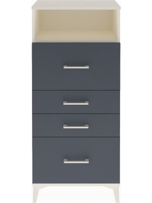 Arges Dolap Tek Raflı 4 Çekmeceli 60X30X134 Aytaşı-Antrasit