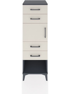 Hyperion Dolap Tek Raflı 4 Çekmeceli Tek Kapaklı 44X44X134 Antrasit-Aytaşı