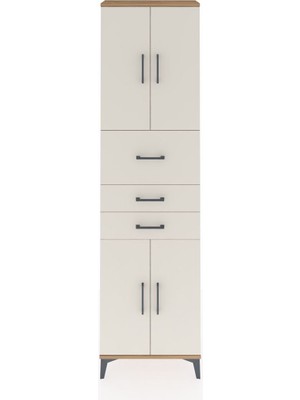Arges Dolap 3 Raflı 3 Çekmeceli 4 Kapaklı 60X30X221 Çam-Aytaşı