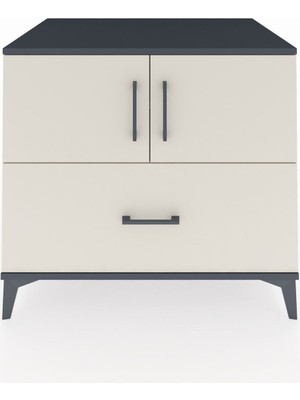 Kronos Şifonyer 2 Raflı Tek Çekmeceli 2 Kapaklı 88X59X80 Antrasit-Aytaşı
