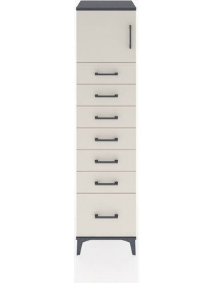 Hyperion Dolap Tek Raflı 7 Çekmeceli Tek Kapaklı 44X44X182 Antrasit-Aytaşı