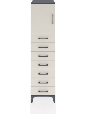 Hyperion Dolap Tek Raflı 7 Çekmeceli Tek Kapaklı 44X44X182 Antrasit-Aytaşı