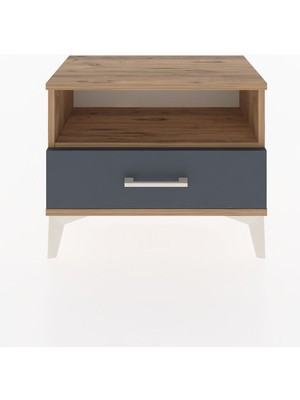 Arges Komodin Tek Raflı Tek Çekmeceli 60X30X48 Çam-Antrasit