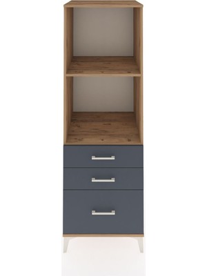 Kronos Dolap 2 Raflı 3 Çekmeceli 60X59X182 Çam-Antrasit