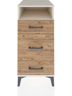 Kronos Komodin Tek Raflı 3 Çekmeceli 44X59X96 Aytaşı-Çam